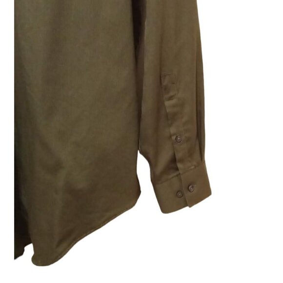 Calvin Klein Slim Fit Non-Iron Olive Geometric Casual Button Down Shirt Sz L - Picture 4 of 6